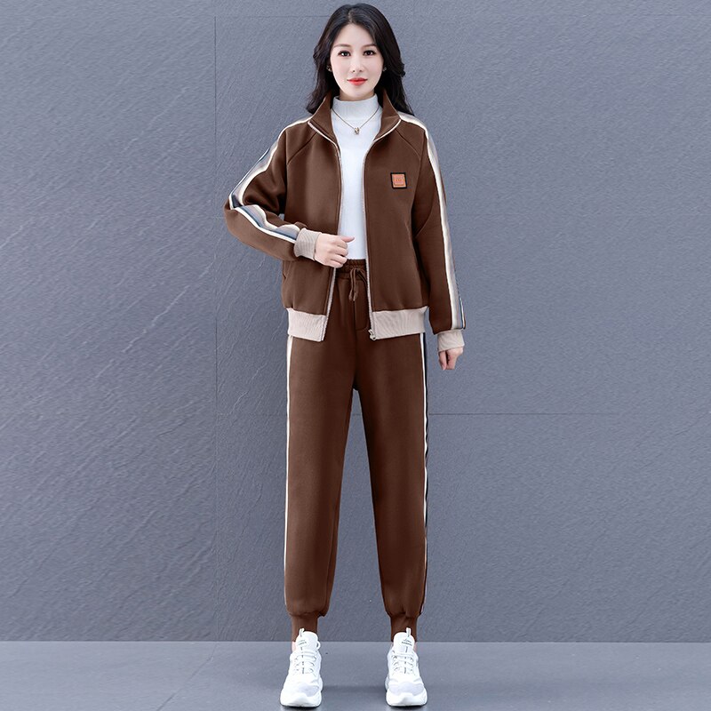 Women Suit Winter Spring Casual Tracksuit 2 Pieces Set Sports Sweatshirts Zipper Pullover Jacket Sweatpants Ladies Tracksuits