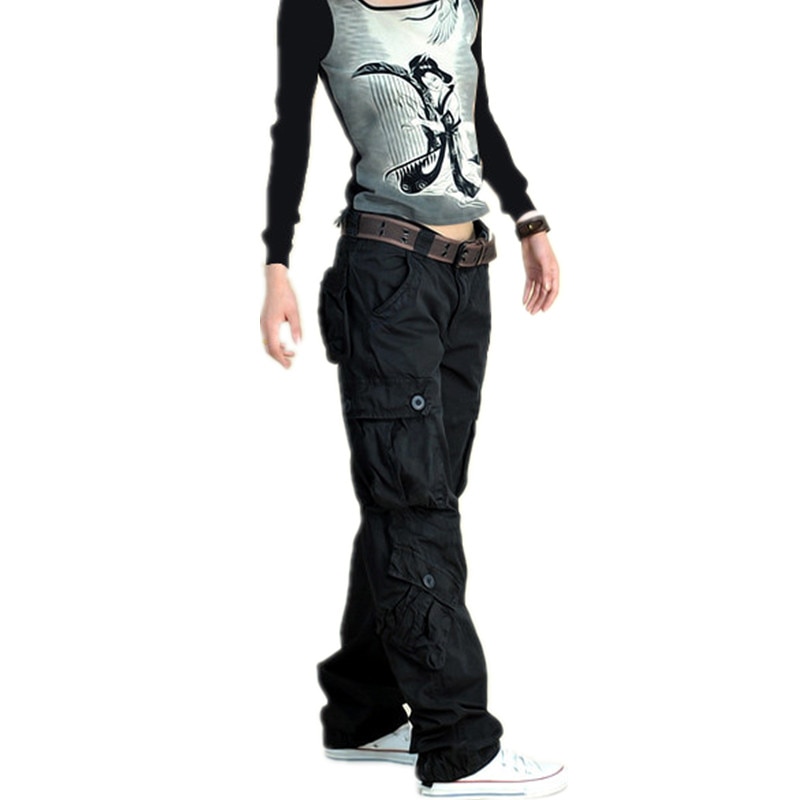 Winter Army Cargo Pants Women Large Size 40 Loose Dance Trousers ladies Hip Hop Baggy Cargo Pants For Female