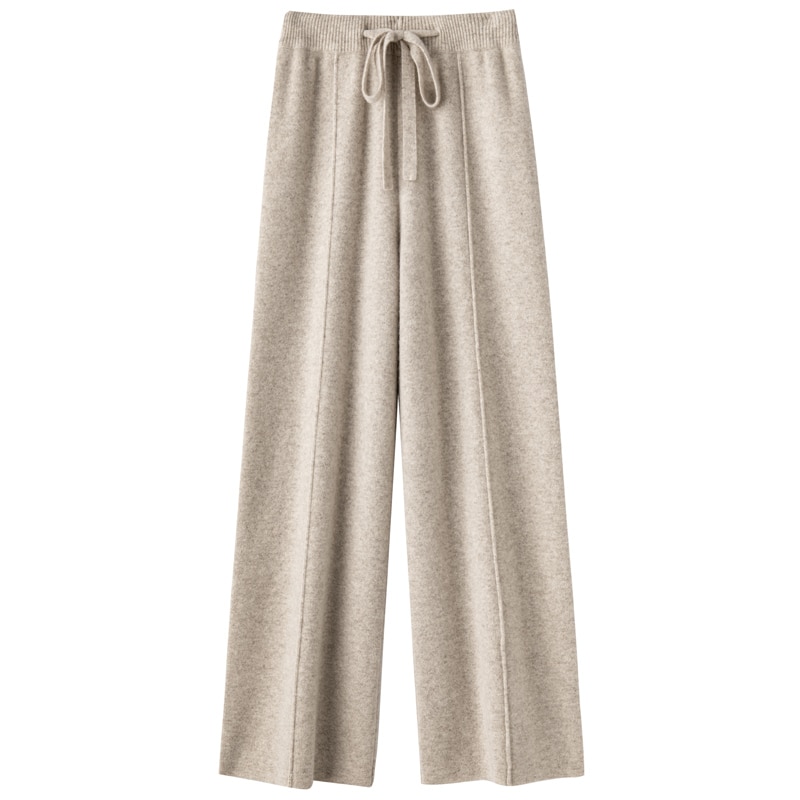 Casual and Comfortable Bestseller Ladies 100% Cashmere Wool Wide Leg Pants Solid Color Ladies Knit Pure Wool Wide Leg Pants New