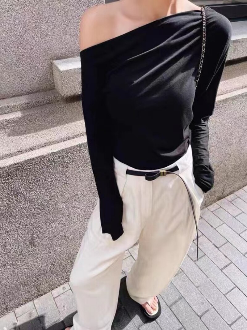 2022 Early Autumn New Minimalist Design Silk Linen Belt High Waist Pleated Loose Wide Leg Trousers Women Pants