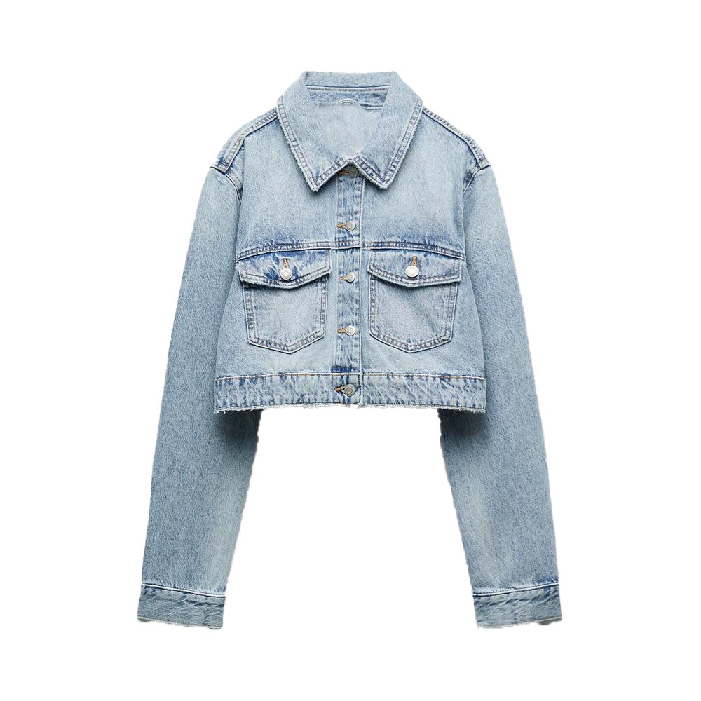 2022 spring new women's fashion retro all-match high waist stitching decoration casual pocket button straight jeans