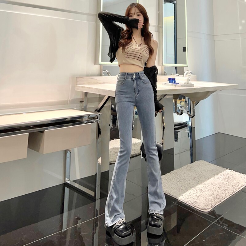 ZOENOVA flared jeans low waist loose comfortable women's pants 2022 elastic fashion boyfriend style jeans pants