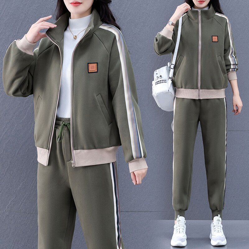 Women Suit Winter Spring Casual Tracksuit 2 Pieces Set Sports Sweatshirts Zipper Pullover Jacket Sweatpants Ladies Tracksuits
