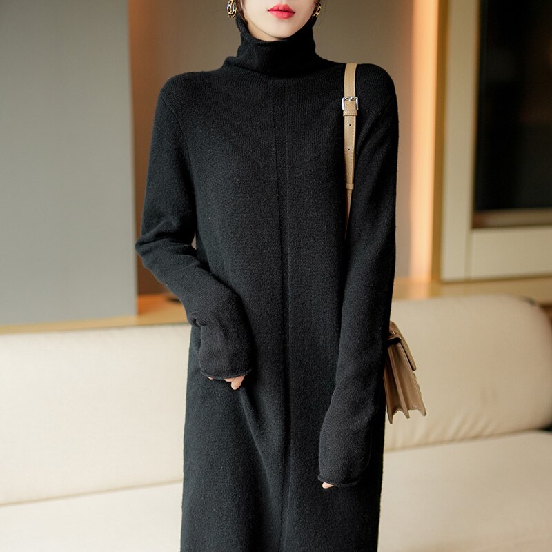 2022 new high-fashion high-neck cashmere dress dress skirt