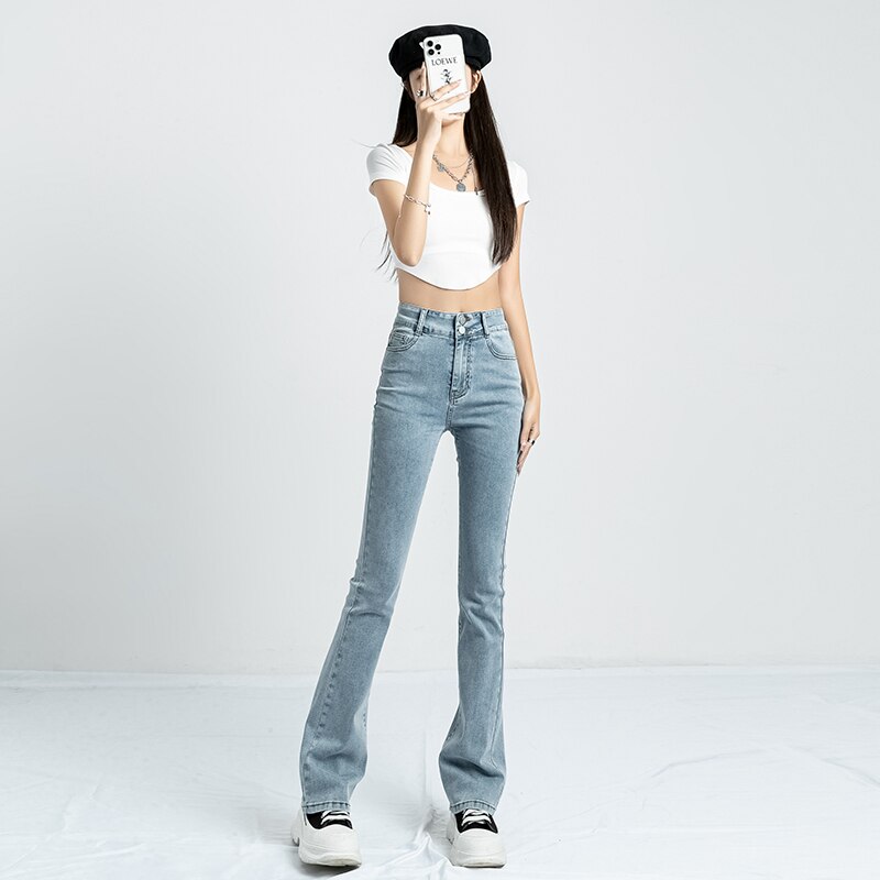 ZOENOVA flared jeans low waist loose comfortable women's pants 2022 elastic fashion boyfriend style jeans pants