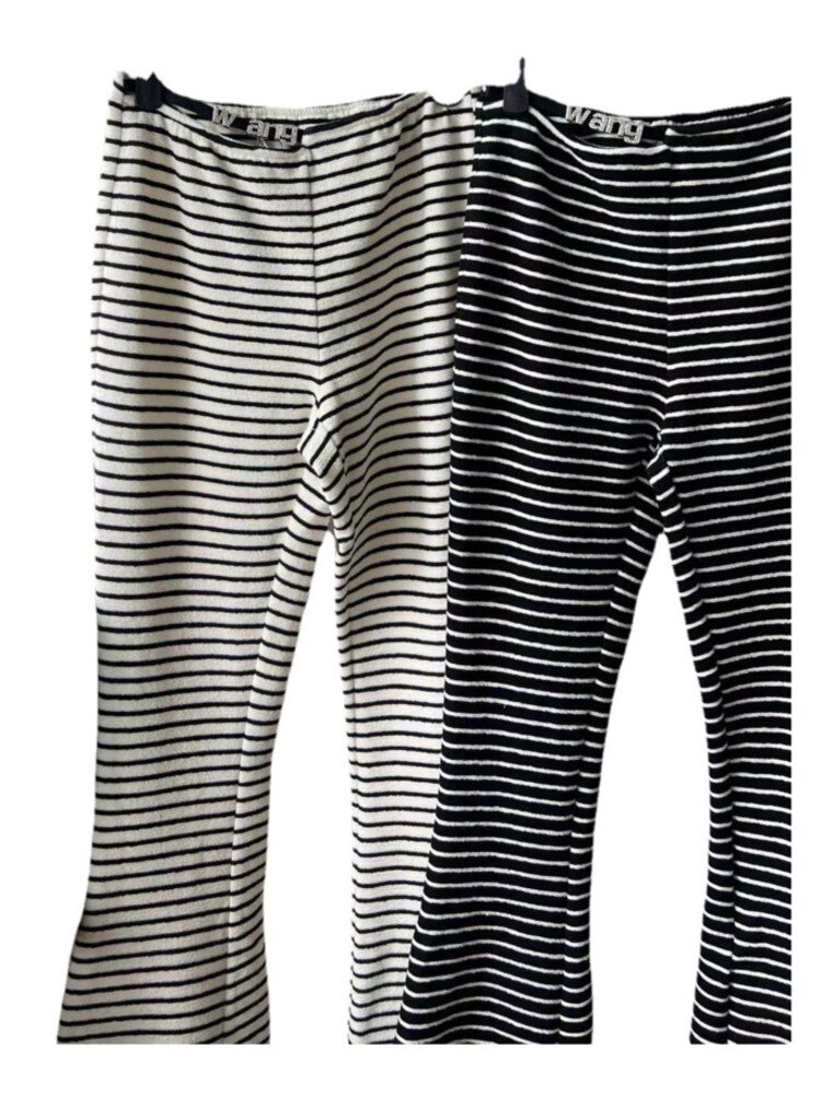 GIGIYW Classic Simple Metal Diamond Stripe Towel Versatile Elastic Leisure Stretch Pants Women Wide Leg Length Autumn 2022 New