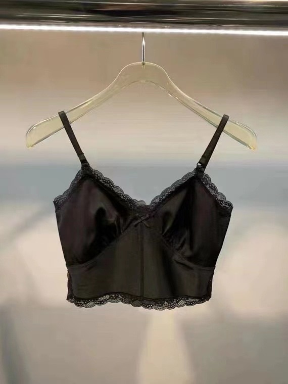 High Quality Spring and Summer Women Wears Lace Bow V-neck Shoulder Strap Sleeveless Top