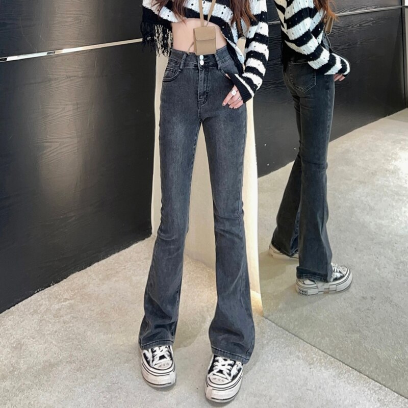 ZOENOVA flared jeans low waist loose comfortable women's pants 2022 elastic fashion boyfriend style jeans pants