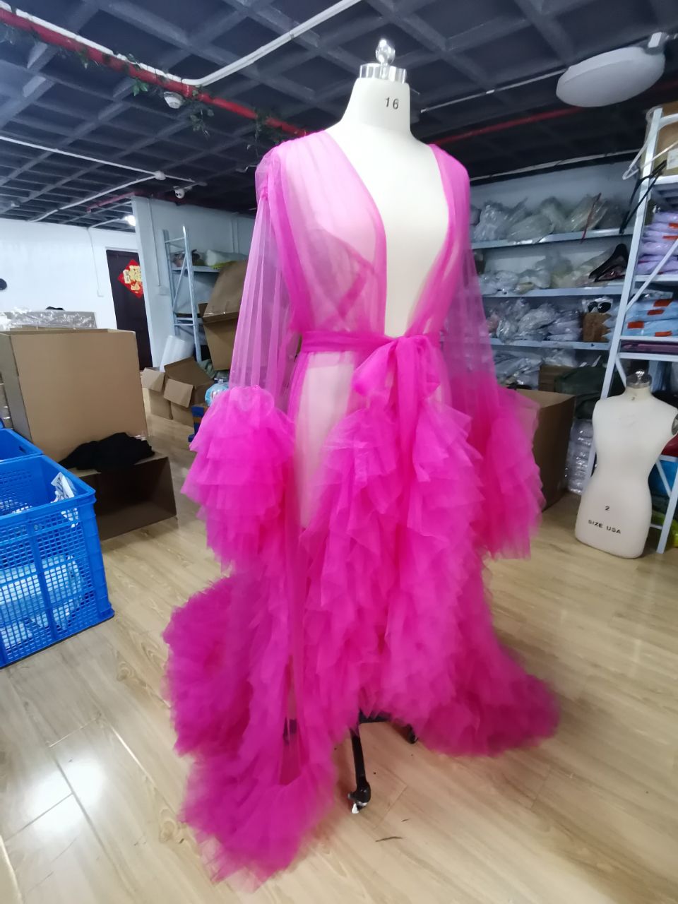 Maternity Robes Women Long Tulle Bathrobe Dresses Photo Shoot Birthday Sexy Bridal Fluffy Party Sleepwear Custom Made Gown 2021