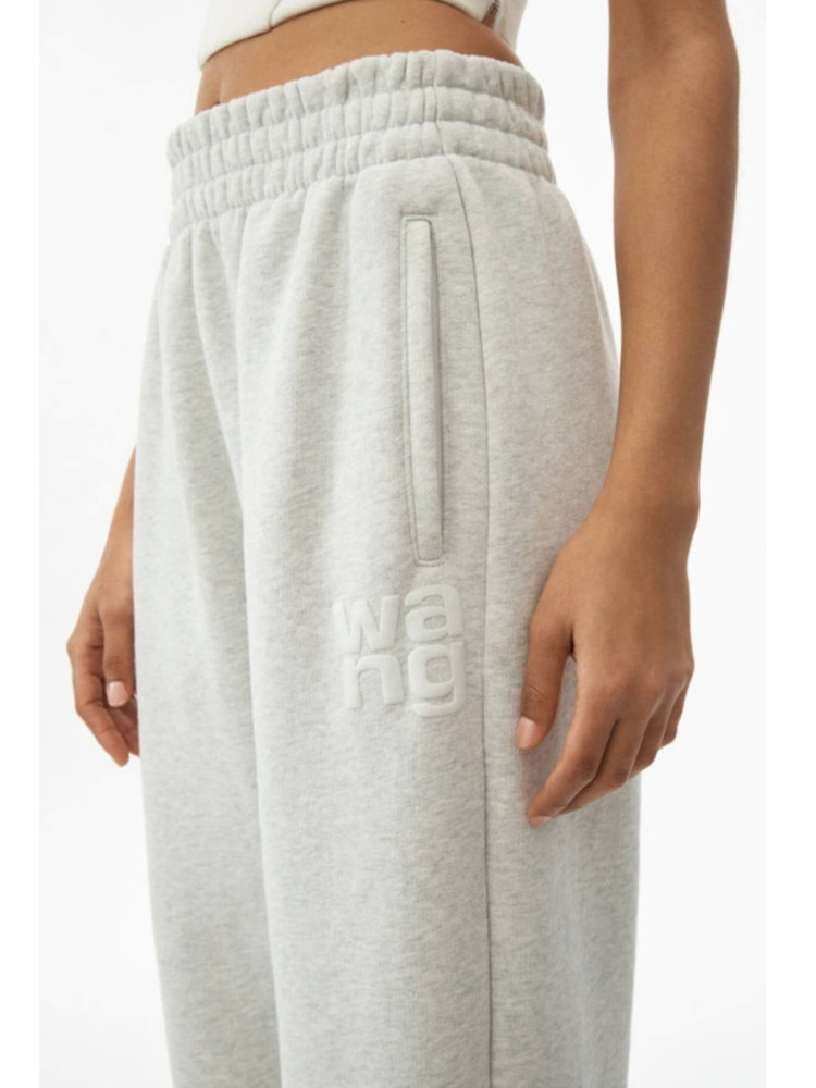 GIGIYW Wang 2022 Autumn And Winter New Plush Flocked Letter Legged Pants Female Couple High Waist Leisure Pants