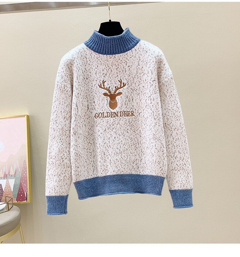 Women Casual Pullovers Sweater 2023 New Winter Mock Neck Knitted Sweater Long Sleeve Slim Female Tops Warm Basic Knitwear Jumper