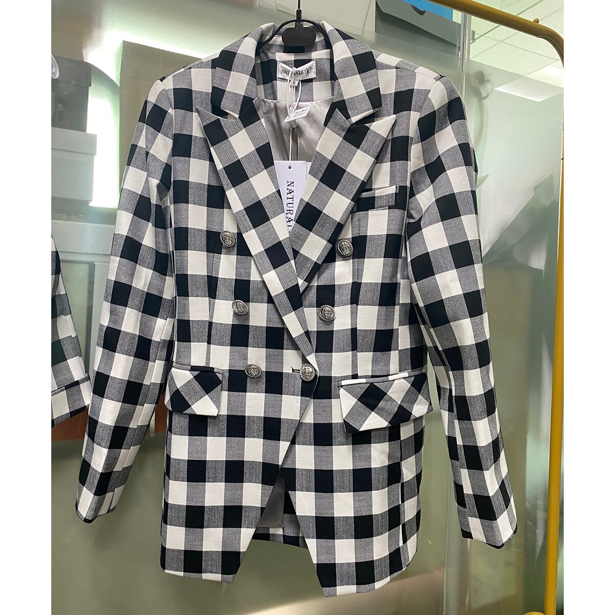 Emily In Paris Same Classic Black White Plaid Blazer woman High Waist Shorts Elegant Tweed Fashion Suit Coat short pants Female