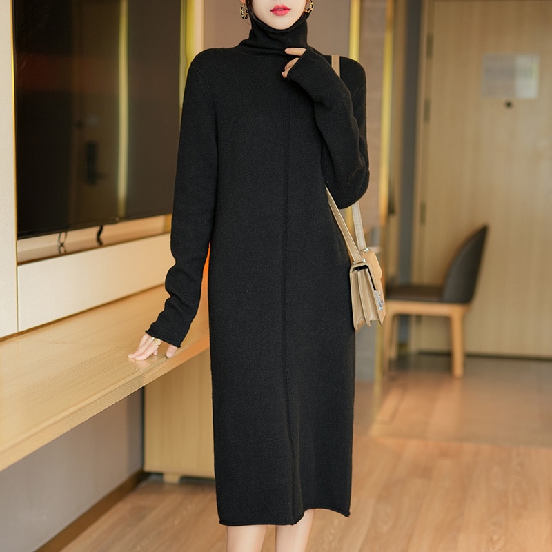2022 new high-fashion high-neck cashmere dress dress skirt