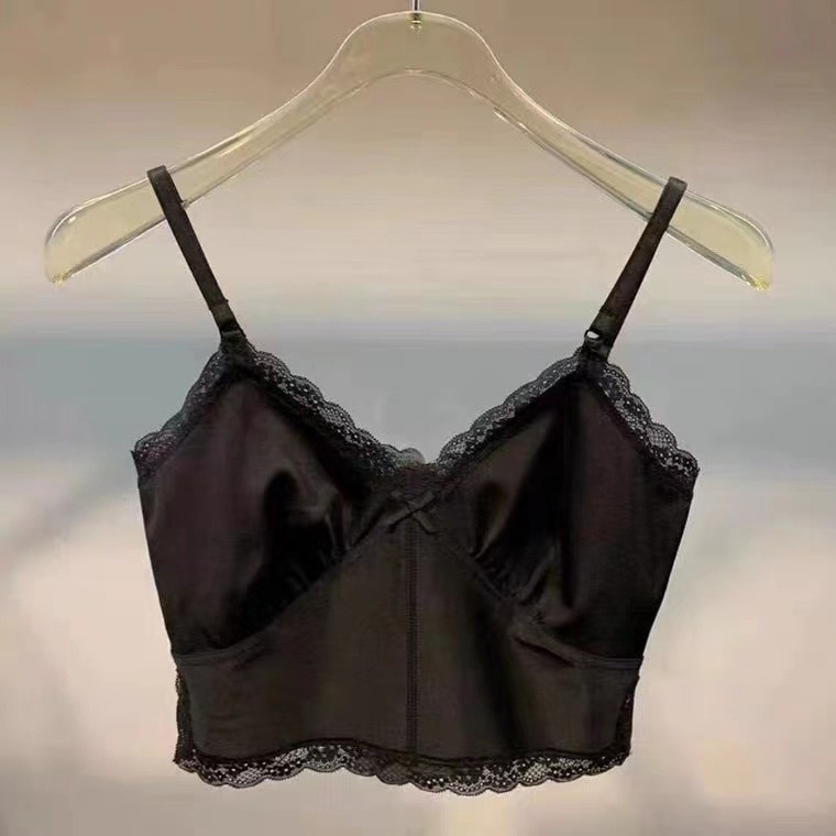 High Quality Spring and Summer Women Wears Lace Bow V-neck Shoulder Strap Sleeveless Top