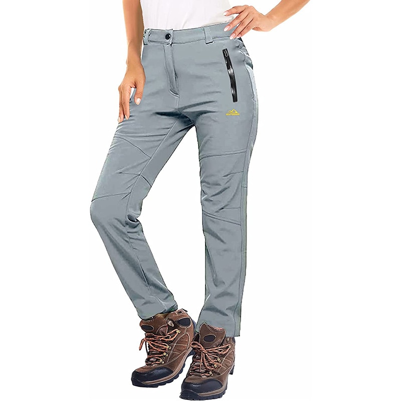 MAGCOMSEN Women's Winter Fleece Pants Waterproof Trekking Camping Skiing Soft Shell Pants Outdoor Windproof Thick Warm Trousers