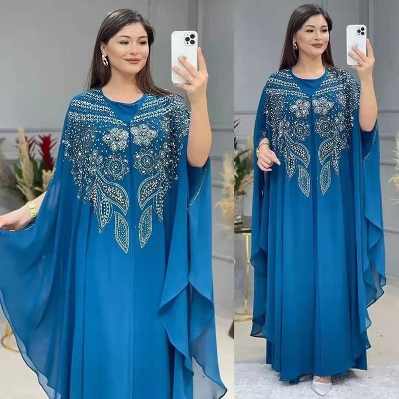 Abayas For Women Dubai Luxury 2022 Chiffon Boubou Muslim Fashion Dress Caftan Marocain Wedding Party Occasions Djellaba Femme