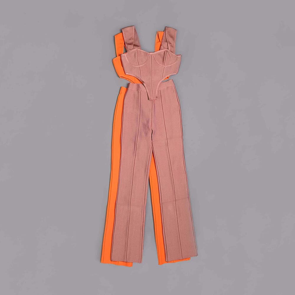 2022 New Women Bandages Set Sexy Sleeveless Tops & Long Pants Two Pieces Sets Outwear Casual Set