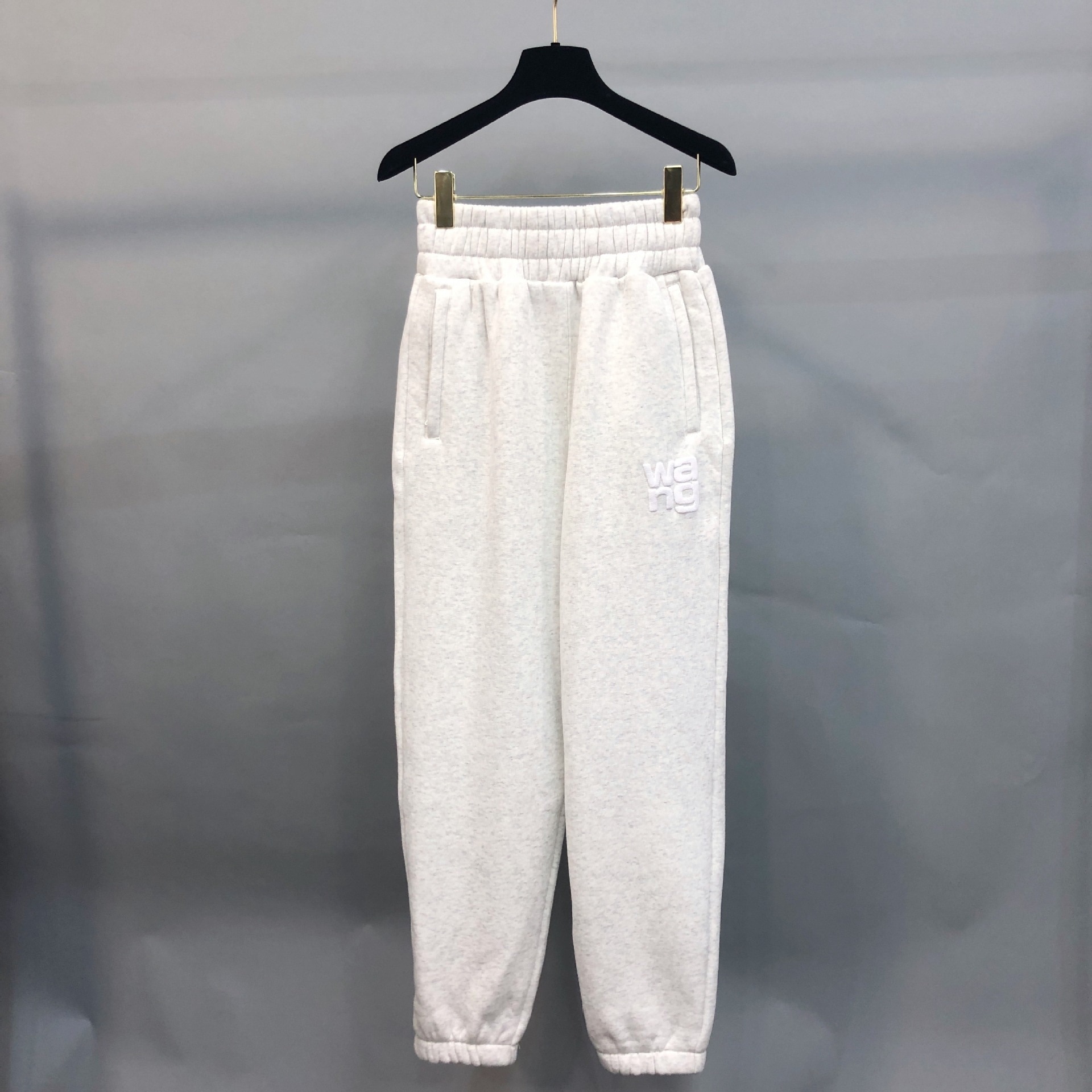 GIGIYW Wang 2022 Autumn And Winter New Plush Flocked Letter Legged Pants Female Couple High Waist Leisure Pants