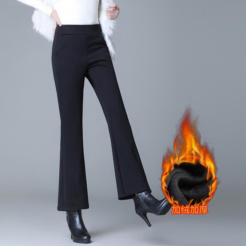 022 black slim stretch flared pants for women in spring and autumn, high waist and slim flared pants, thin split flared pants in
