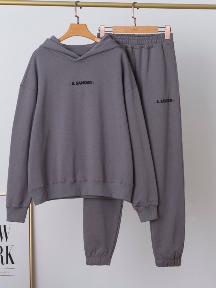 GIGIYW European Cotton Terry Fabric Sweat Suits Women Matching Sets For Two 2 Piece Lounge Tracksuit Hoodie Jogger Sweatpants