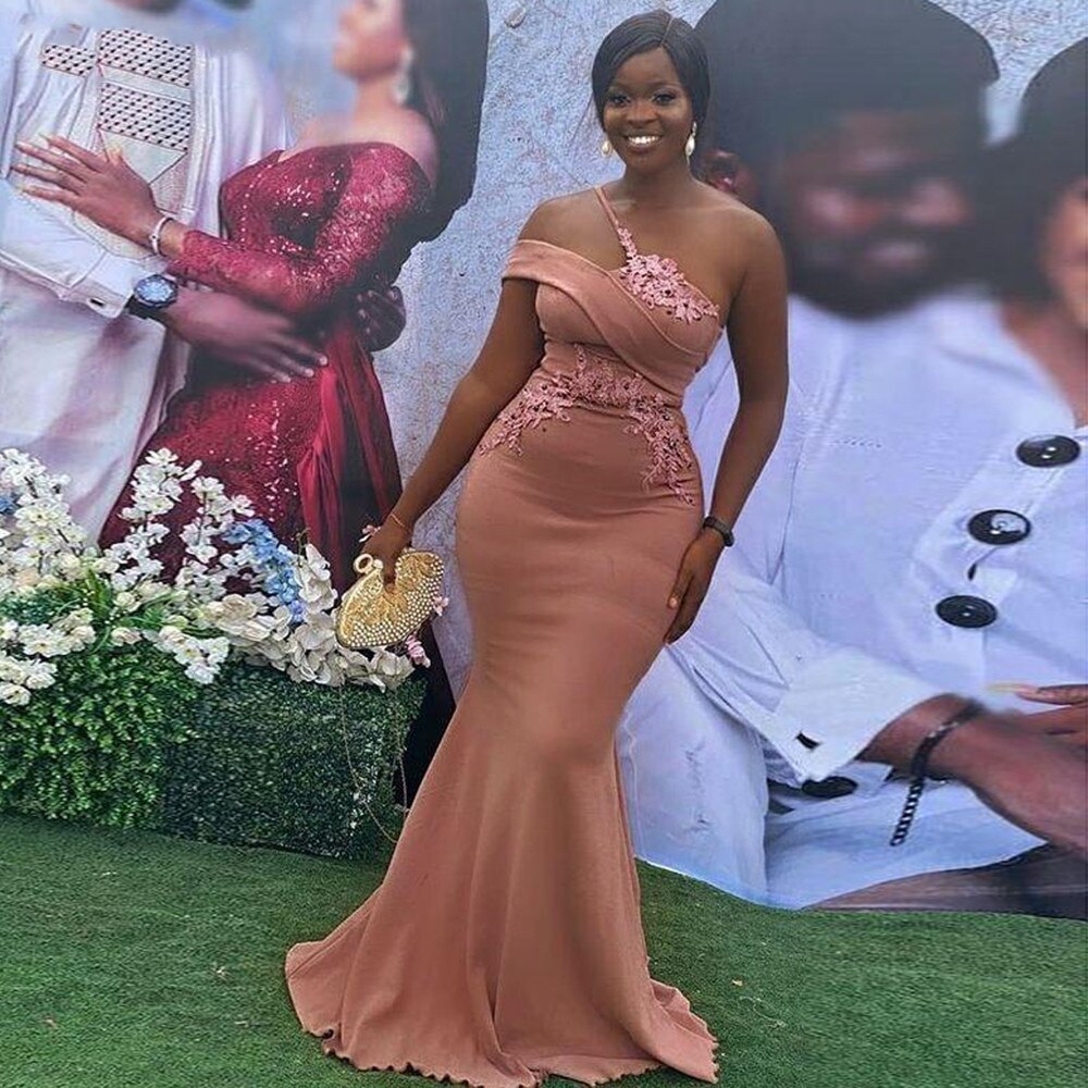 Vinca Sunny Mermaid Lace Evening Dresses Appliques One Shoulder Long Prom Party Gowns Women Special Occasion Dress Plus Size