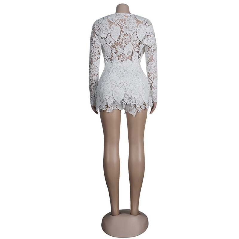 Neeleywall Elegant White Embroidery Cardigans And Shorts Two-Pice Set Fashion Hollow Out  Matching Shorts Set Formal Wear Suits