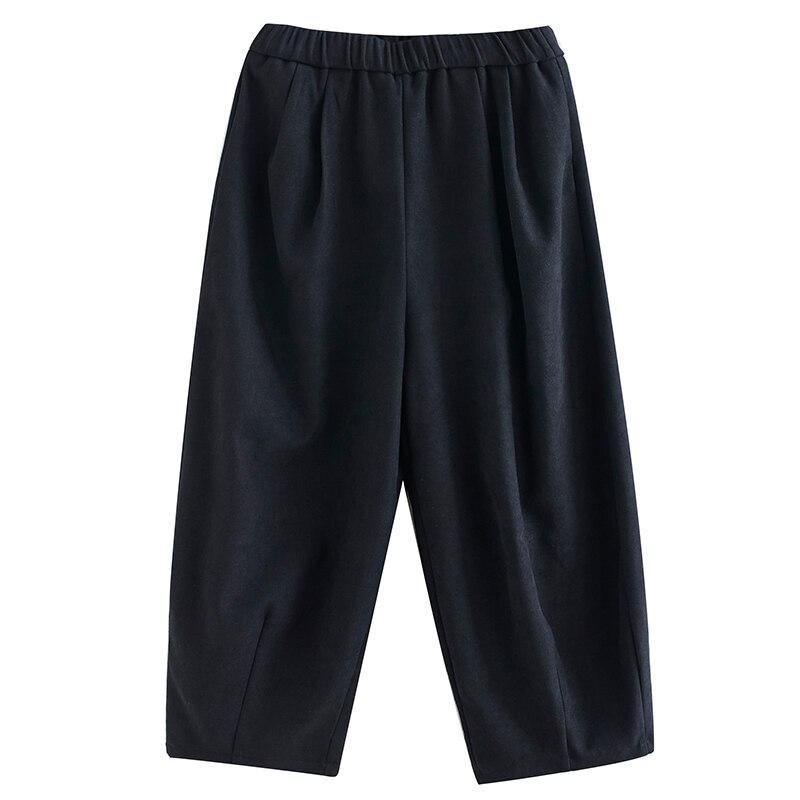 Japanese Style Thicken Fleece Warm Autumn Winter Casual Pants High Waist Fashion Women Wide Leg Pants Office Lady Work Pants