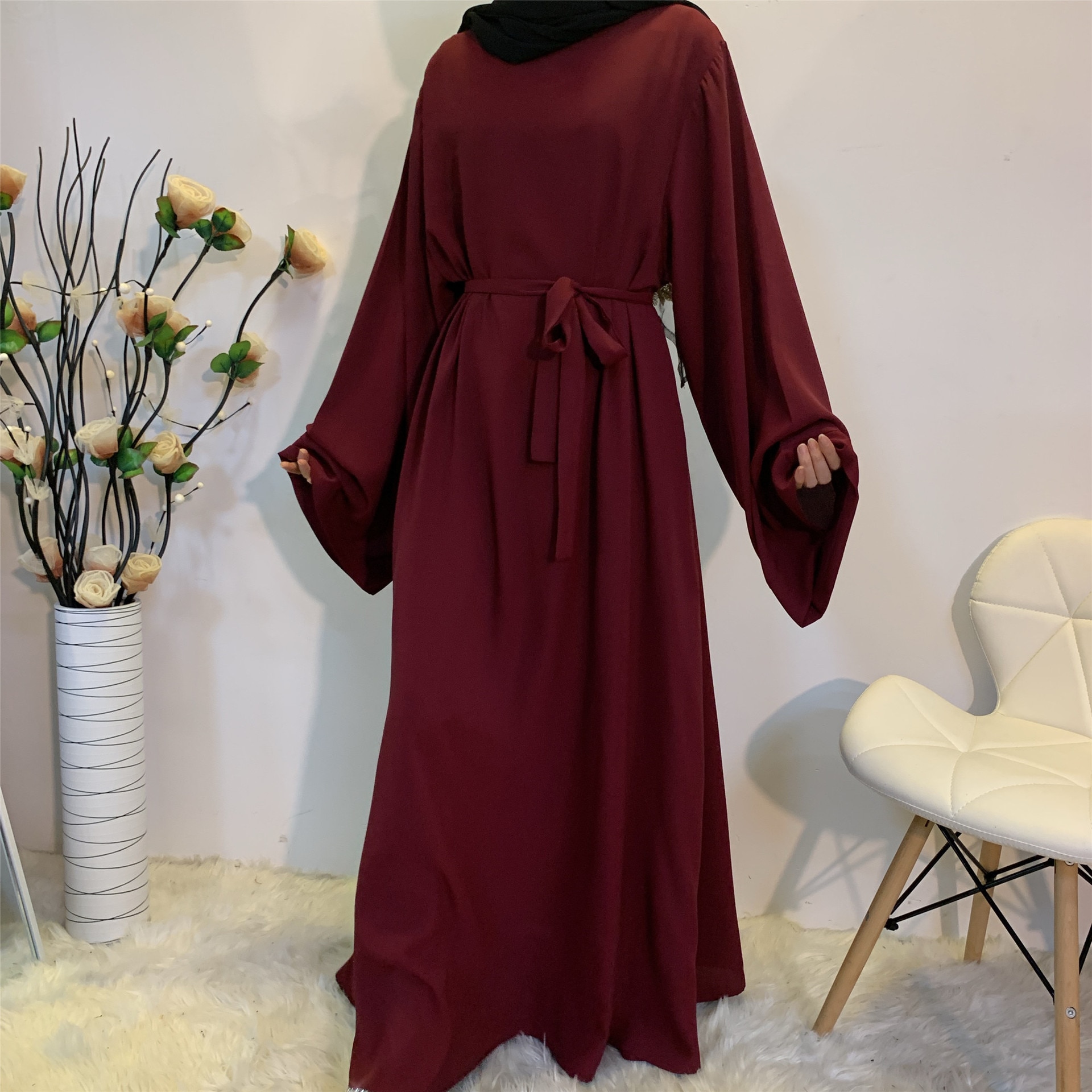 Muslim Fashion Hijab Dubai Abaya Long Dresses Women With Sashes Islam Clothing Abaya African Dresses For Women Musulman Djellaba