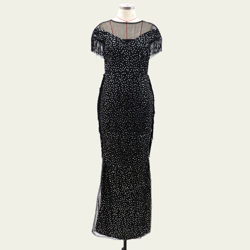 African Wedding Party Dress Dashiki Sequins Mesh Patchwork Robe Fashion Abaya Femme Bodycon Tassle Long Dresses Rope Europea