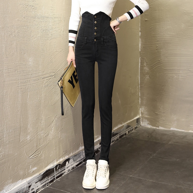 2022 New High Waist Ladies Jeans Slim and Tall Black Slim Jeans High Quality