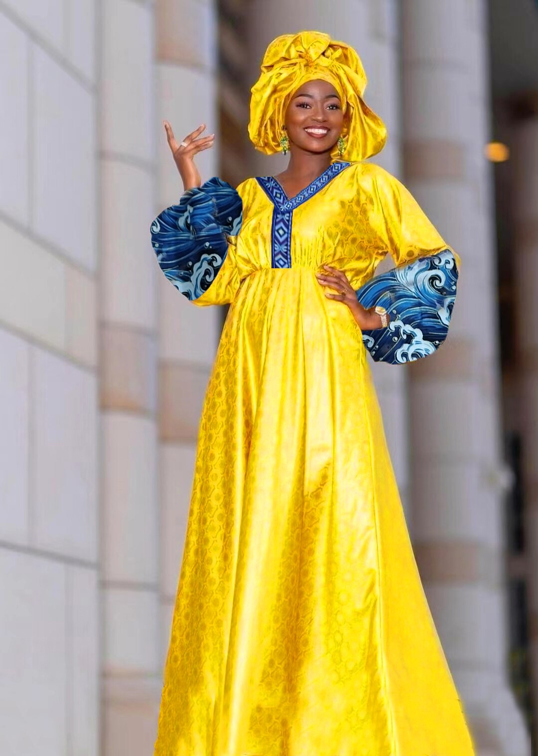 Printed Bazin Riche Long Dresses Maternity Dress Long Dress Wedding Party Clothing For African Elegant Women Basin Dashiki Robe