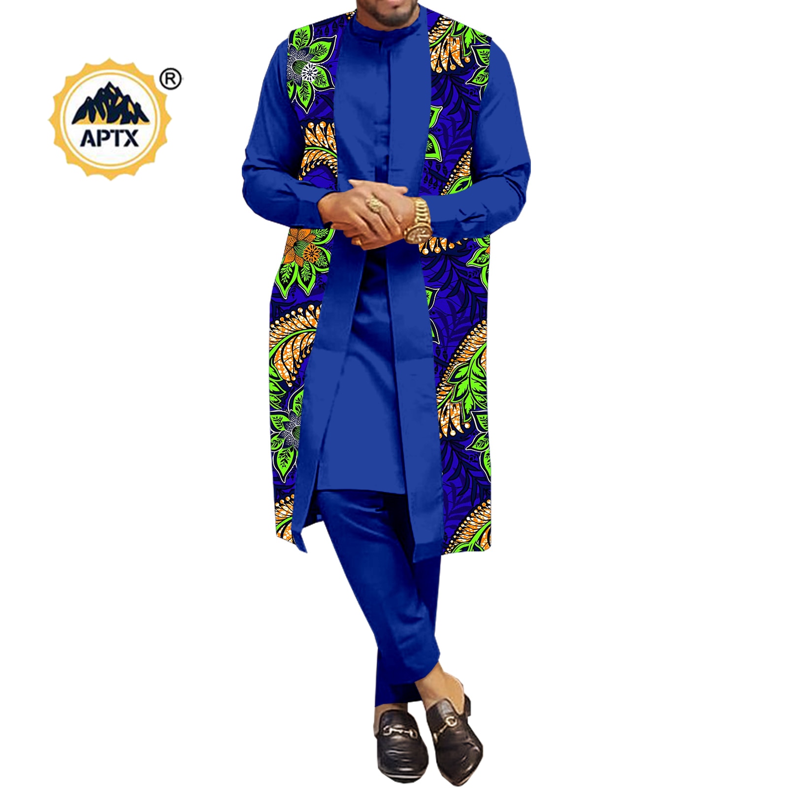 African Couple Clothes Women Print  V-neck Top and Lace Skirts Match Men Outfits Dashiki Long Vest Shirt and Pants Sets Y22C041