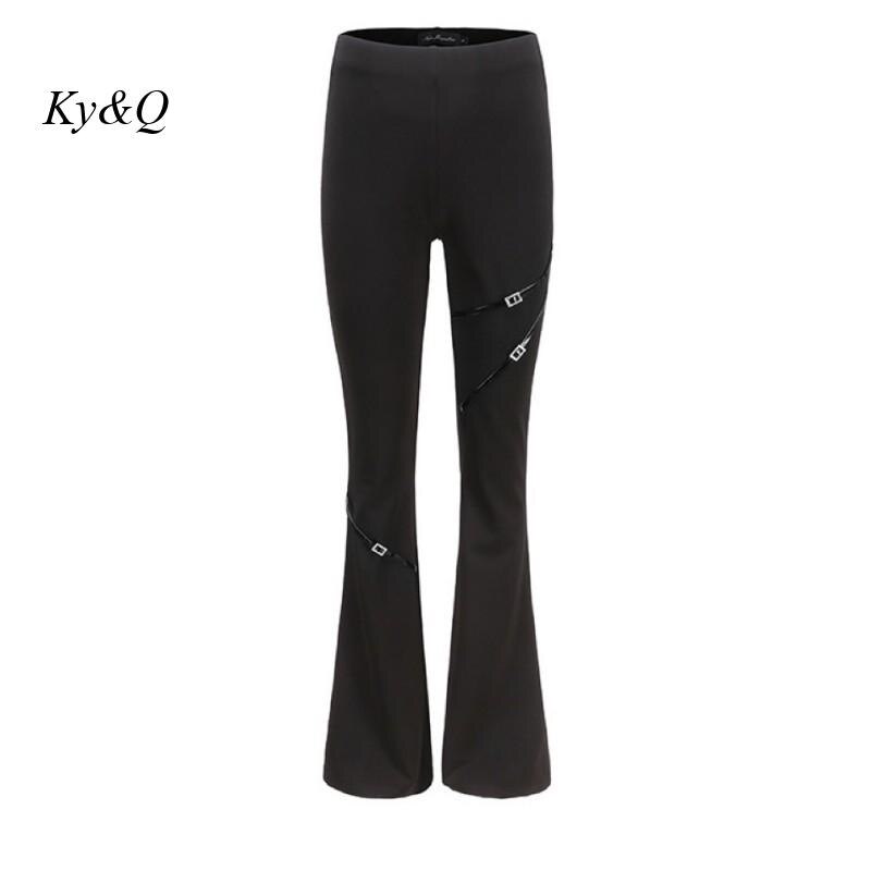 Autumn 2022 New Womenhorn Trousers Slim Black High Waist Zipper Casual Pants Chic Design Fashionable Elegant Commuter