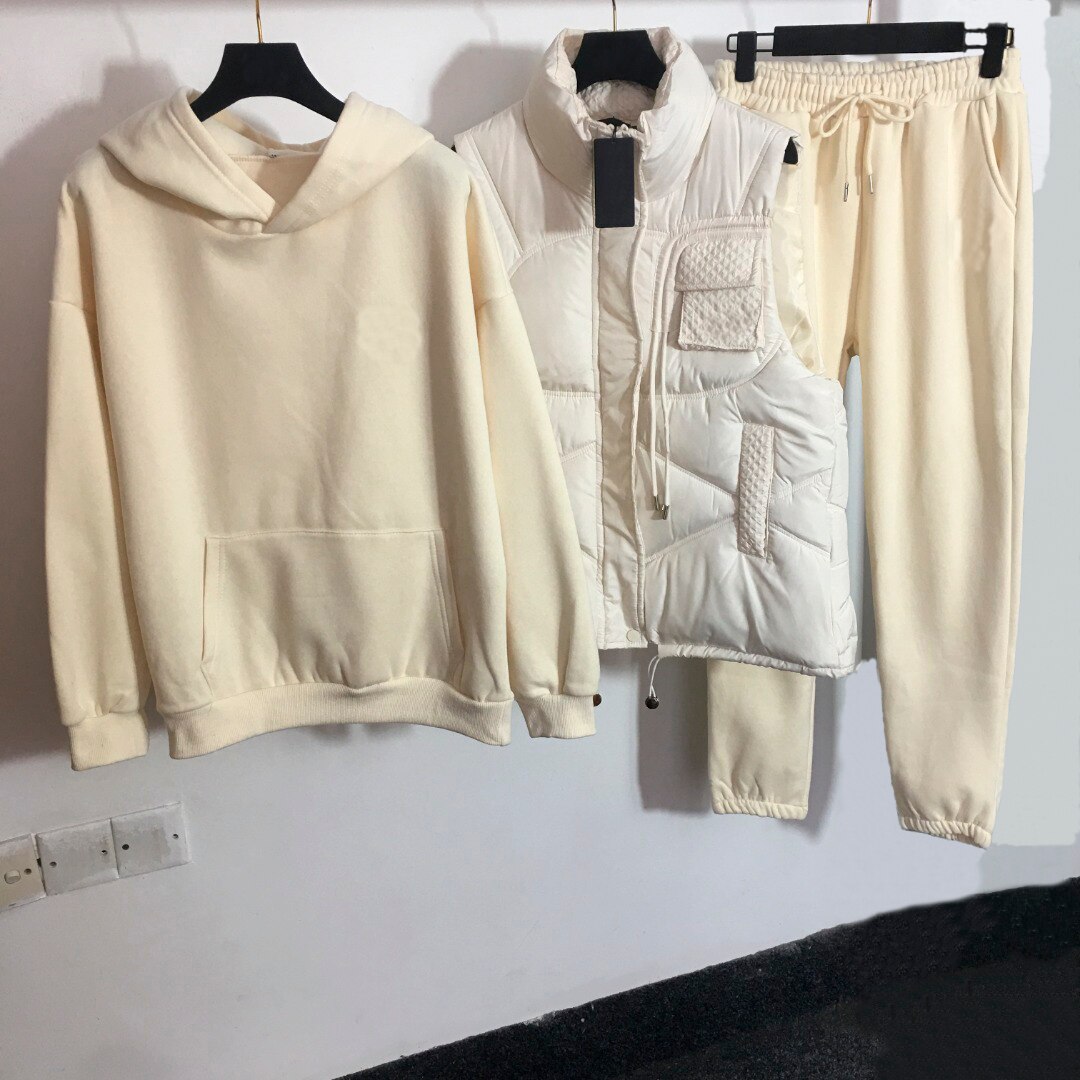 Winter new loose stand-up collar short down cotton vest, 3-piece thickened and velvet