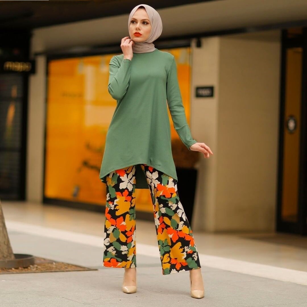 2022 Muslim Women Hijab Dress+Pant Set Arab Islam Robe Print Suit Clothing Dubai Turkey Outfits Kaftan Female Morocco Fashion