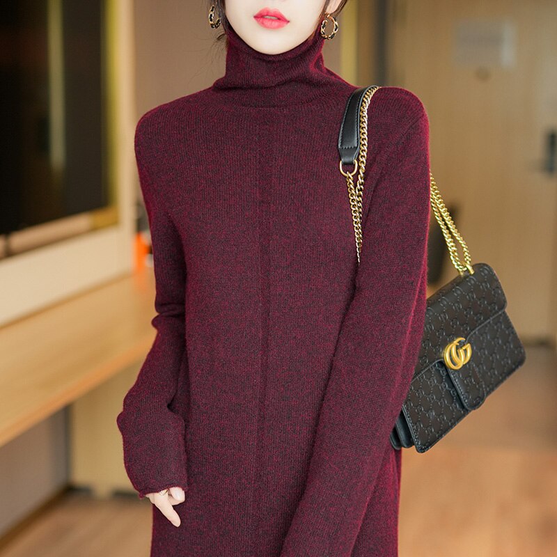 2022 new high-fashion high-neck cashmere dress dress skirt