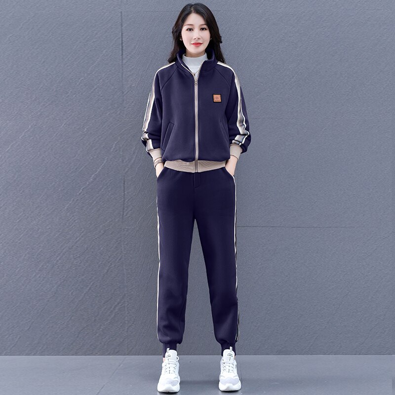 Women Suit Winter Spring Casual Tracksuit 2 Pieces Set Sports Sweatshirts Zipper Pullover Jacket Sweatpants Ladies Tracksuits