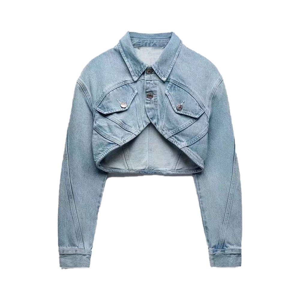 2022 spring new women's fashion retro all-match high waist stitching decoration casual pocket button straight jeans