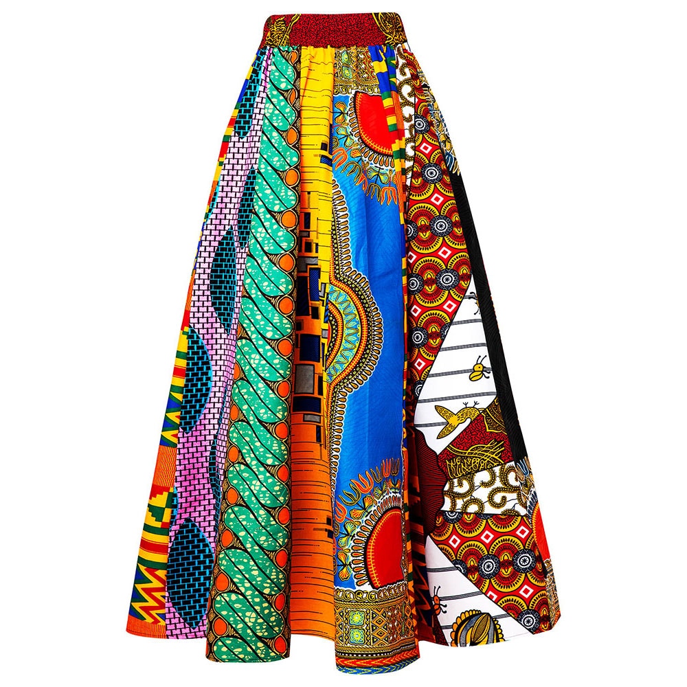 African Maxi skirt For Women 2022 New Fashion Woman Skirt Ankara Wax Print High Waist Long Skirt African Traditional Clothing
