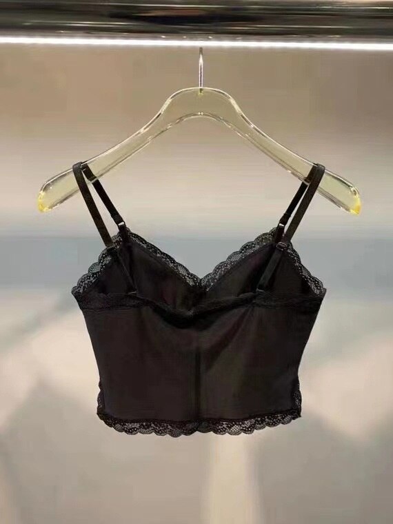 High Quality Spring and Summer Women Wears Lace Bow V-neck Shoulder Strap Sleeveless Top