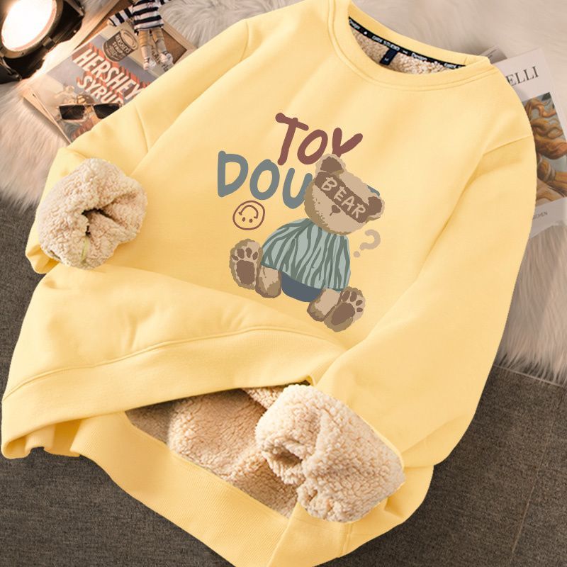 Thickened loose new warm lamb wool round neck velvet autumn winter sweater girl student autumn winter