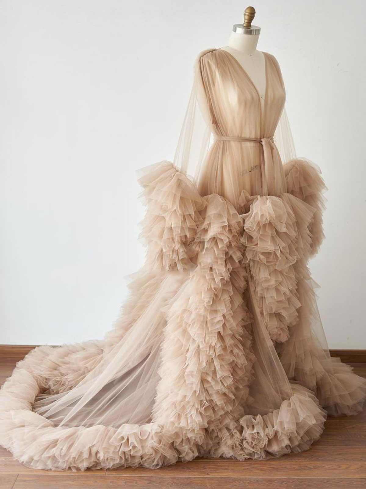 Real Images Maternity Robes Wedding Shawl Pregnant Women Sexy Tulle Bathrobe Dresses Photo Shoot Party Fluffy Baby Shower Gowns