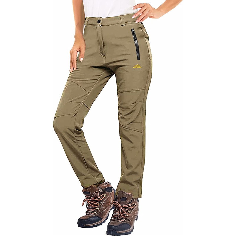 MAGCOMSEN Women's Winter Fleece Pants Waterproof Trekking Camping Skiing Soft Shell Pants Outdoor Windproof Thick Warm Trousers