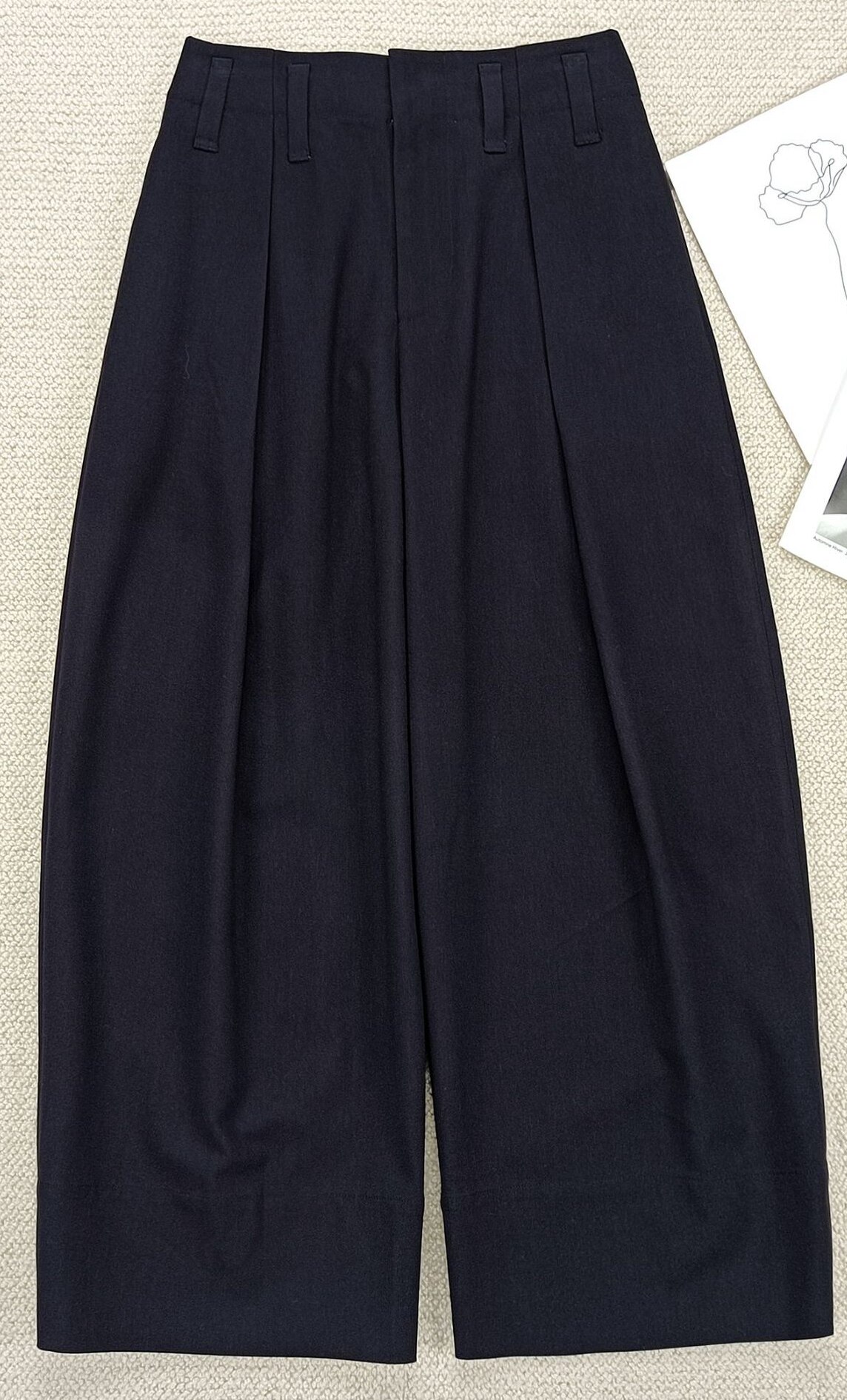 2022 Autumn New Women Pants Wool Blend Twill Drape High Waist Commuter Slim Wide Leg Trousers