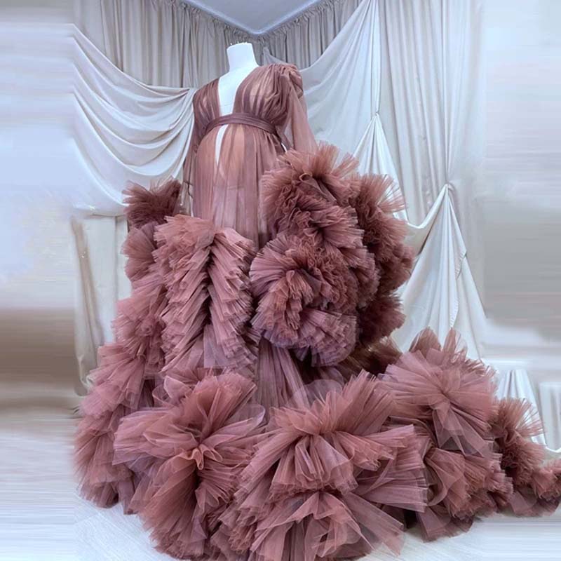 Puffy Tulle Pregnancy Dress for Photo Shoot Extra Fluffy Ball Gown Maternity Dresses Women Robes for Photography
