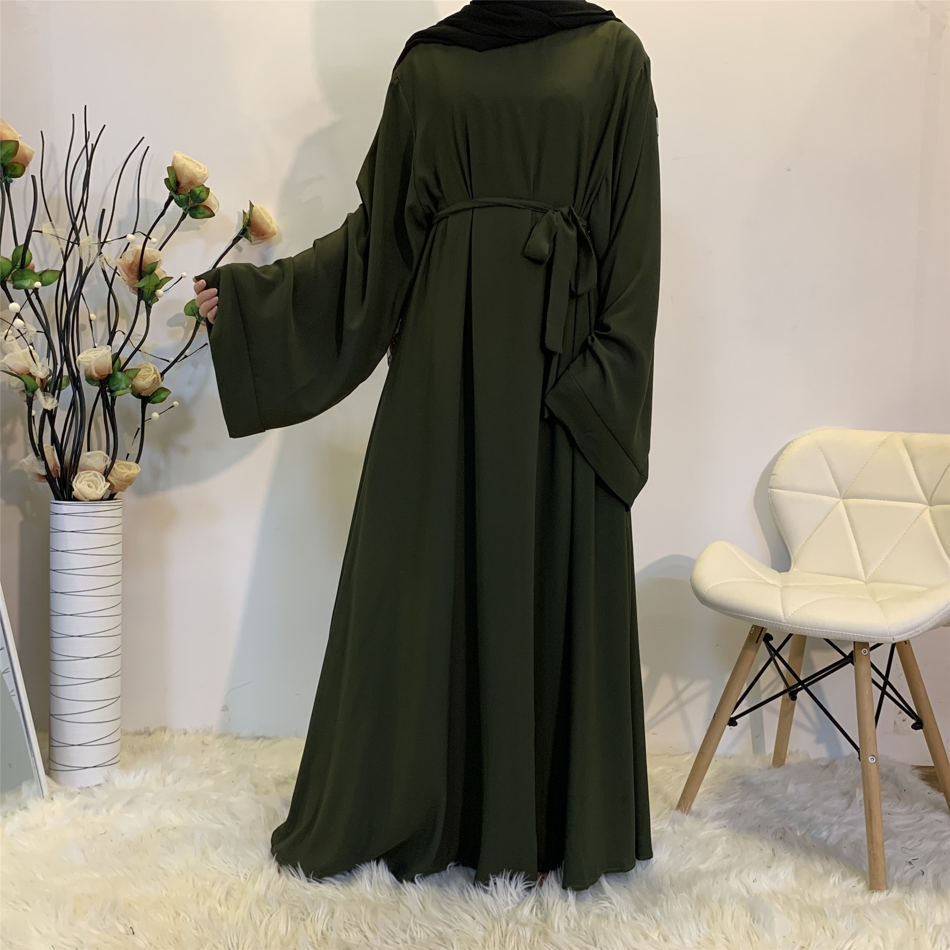 Muslim Fashion Hijab Dubai Abaya Long Dresses Women With Sashes Islam Clothing Abaya African Dresses For Women Musulman Djellaba