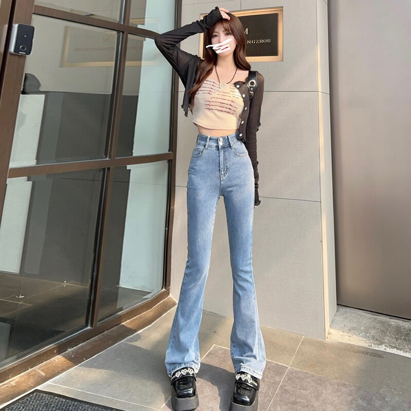 ZOENOVA flared jeans low waist loose comfortable women's pants 2022 elastic fashion boyfriend style jeans pants