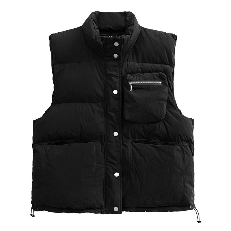 QING MO Autumn Winter 2022 New Loose Pocket Thickened Warm Vest Women European Style Cotton Clip Thickened Parkas ZXF112