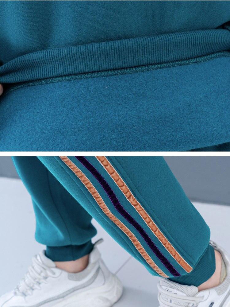 Women 2 Piece Sets Autumn and Winter Solid Sportswear Long Sleeve Turtleneck Sweatshirt +Jogger Pants Casual Female Tracksuits