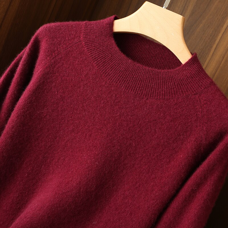 100% Pure Cashmere Knitted Women Dresses Elegante Dress Winter Soft Oneck Loose Jumpers Vestido Ladies Solid Long Sleeve Dress